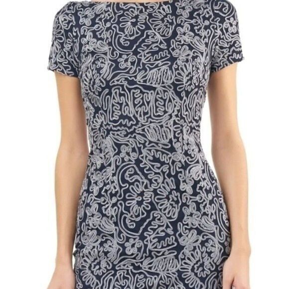 JS COLLECTIONS Soutache Cocktail Dress Blue Size 4 - Picture 9 of 15